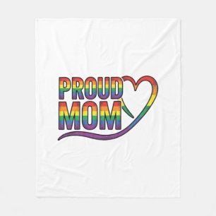 Proud Mom Rainbow Heart Vintage Engraving Design_1 Fleece Blanket