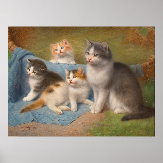 Proud Mother Cat Wilhelm Schwar Art Poster (Front)