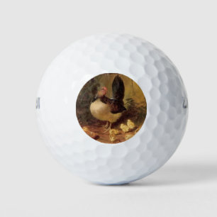 Proud Mother Hen and Her Chicks (Baby Chickens) Golf Balls