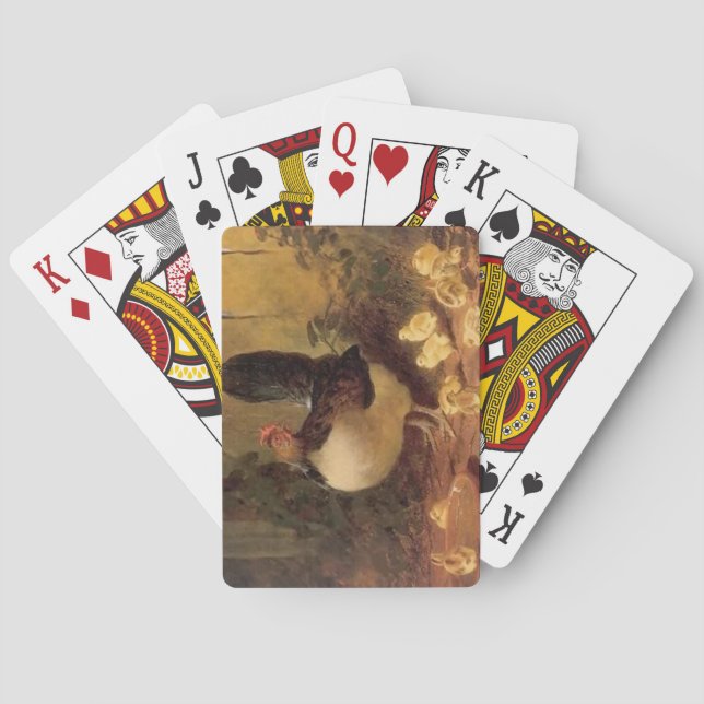 Proud Mother Hen and Her Chicks (Baby Chickens) Playing Cards (Back)