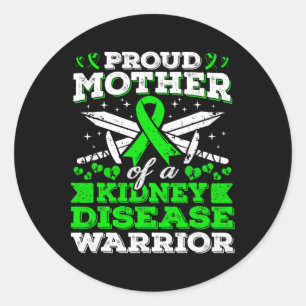 Proud Mother Of A Kidney Disease Warrior Ckd Aware Classic Round Sticker