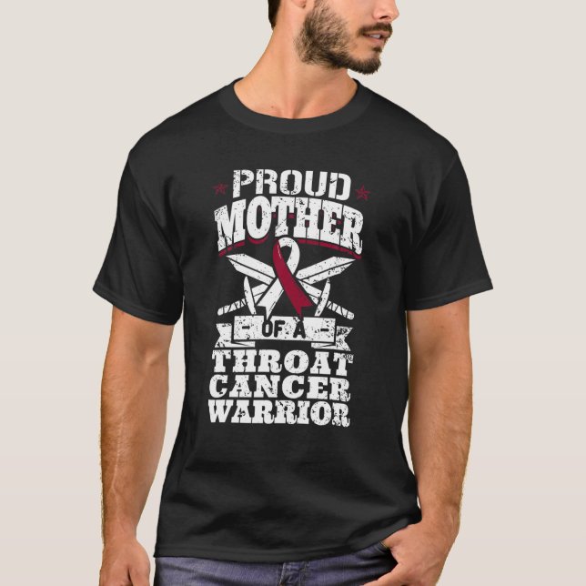 Proud Mother Of A Throat Cancer Warrior Awareness  T-Shirt (Front)