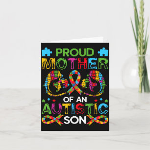 Proud mother of autistic son autism awareness card
