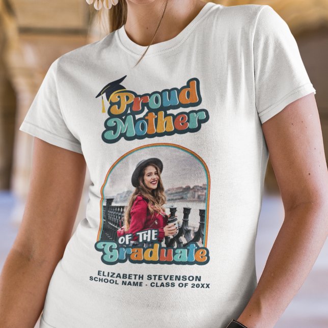 Proud Mother of the graduate photo groovy retro  T-Shirt (Creator Uploaded)