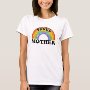 Proud Mother Rainbow Art Groovy Vintage LGBT Ally  T-Shirt
