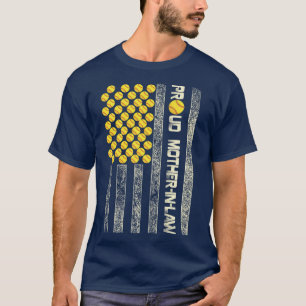 Proud Motherinlaw American Flag Softball Mother Pa T-Shirt
