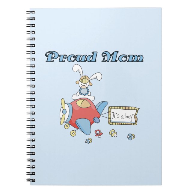 Proud Mum Aeroplane It's a Boy Gifts Notebook (Front)