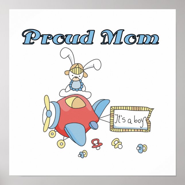 Proud Mum Aeroplane It's a Boy Gifts Poster (Front)