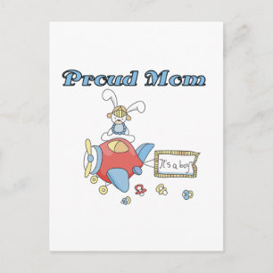 Proud Mum-Aeroplane It's a Boy tshirts and gifts Announcement Postcard