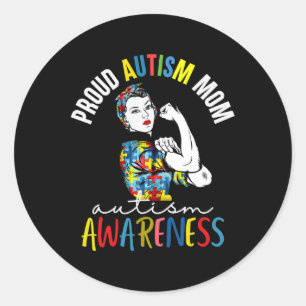Proud Mum Autism Awareness Family Matching Gifts Classic Round Sticker