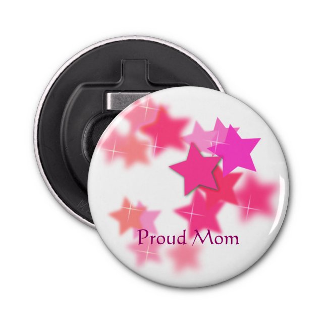 Proud Mum Button Bottle Opener (Front)