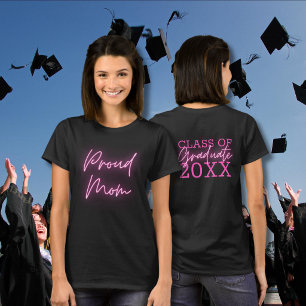 Proud Mum Class of 2024 Graduate Neon Pink Script  T-Shirt
