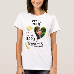 Proud Mum Class of 2025 Custom Photo Graduation T-Shirt