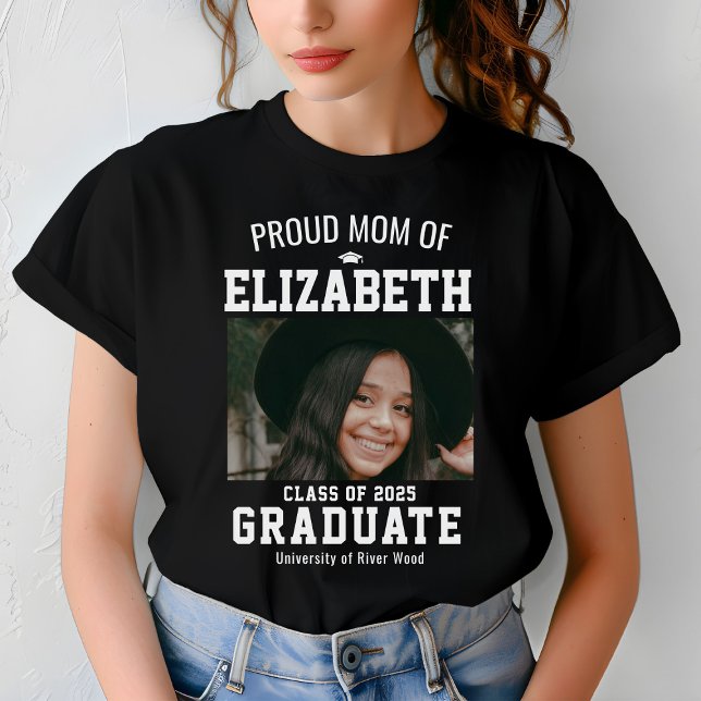 Proud Mum Class of 2025 Graduate Parent Custom T-Shirt (Creator Uploaded)