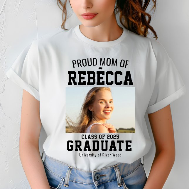 Proud Mum Class of 2025 Graduate Parent Custom T-Shirt (Creator Uploaded)