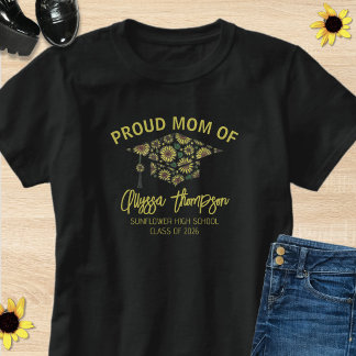 Proud Mum Class Of 2026 Black & Yellow Graduate T-Shirt