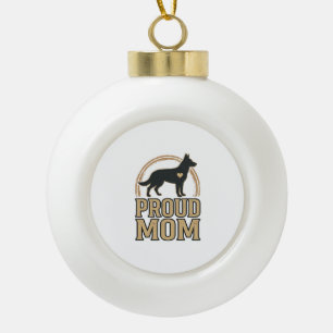 Proud Mum Dog Silhouette Vintage Vector Design_1 Ceramic Ball Christmas Ornament