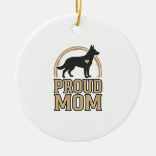Proud Mum Dog Silhouette Vintage Vector Design_1 Ceramic Tree Decoration