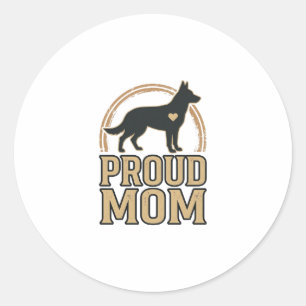 Proud Mum Dog Silhouette Vintage Vector Design_1 Classic Round Sticker
