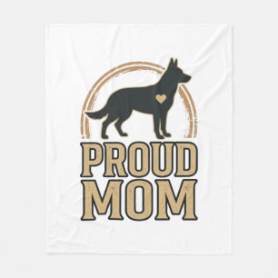 Proud Mum Dog Silhouette Vintage Vector Design_1 Fleece Blanket
