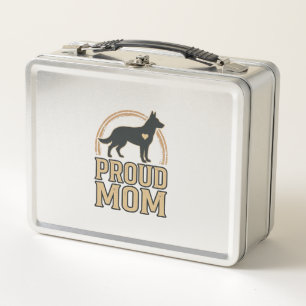 Proud Mum Dog Silhouette Vintage Vector Design_1 Metal Lunch Box
