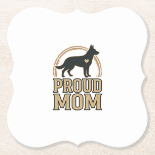 Proud Mum Dog Silhouette Vintage Vector Design_1 Paper Coaster