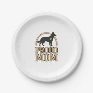 Proud Mum Dog Silhouette Vintage Vector Design_1 Paper Plate