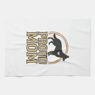 Proud Mum Dog Silhouette Vintage Vector Design_1 Tea Towel