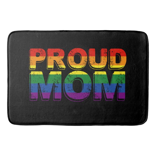 Proud Mum Gay Pride LGBT Rainbow Mother LGBTQ  Bath Mat (Front)