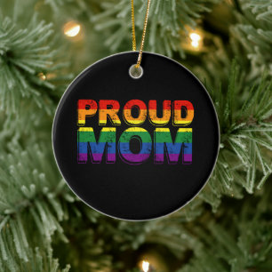 Proud Mum Gay Pride LGBT Rainbow Mother LGBTQ Ceramic Tree Decoration