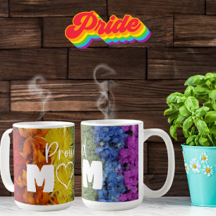 Proud Mum Gay Pride Rainbow Floral Flag Mug