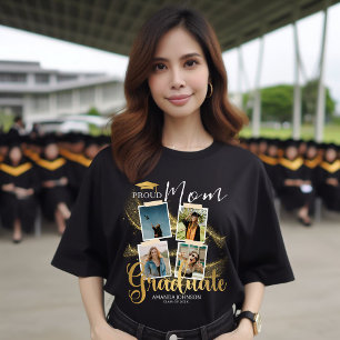 Proud Mum Gold Graduate Photo Collage Graduation  T-Shirt