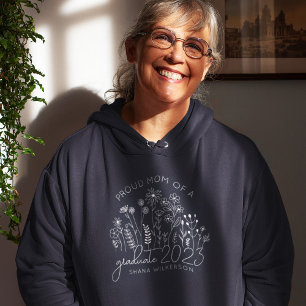 Proud Mum Graduate Blooming Wildflower Modern Hoodie