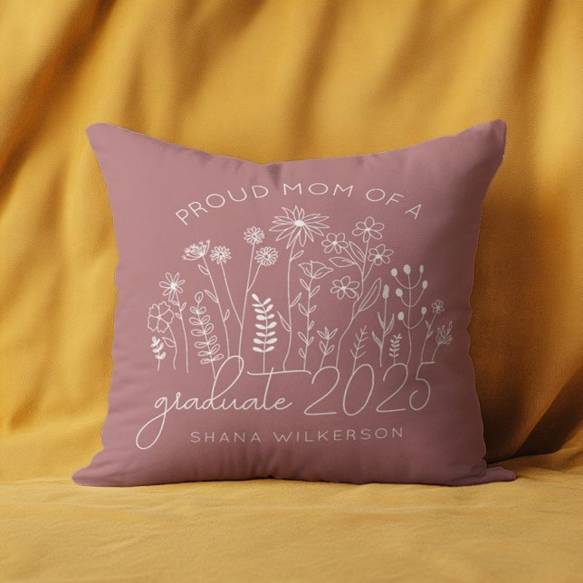 Proud Mum Graduation Blooming Wildflower Modern Cushion (Creator Uploaded)
