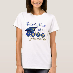 Proud Mum Graduation Blue & Gold T-Shirt
