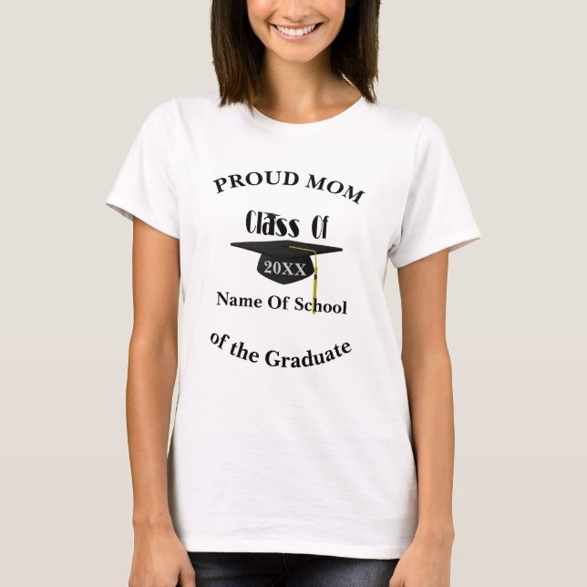 Proud Mum Graduation Cap Personalised  T-Shirt (Front)