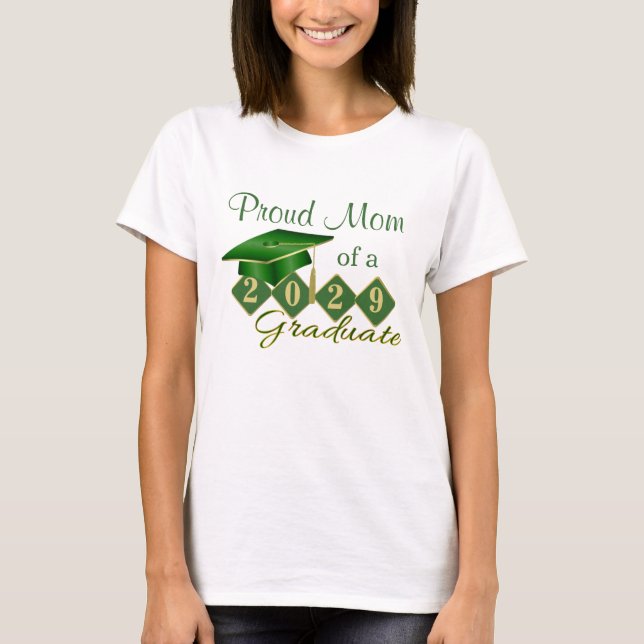 Proud Mum Graduation Green & Gold T-Shirt (Front)
