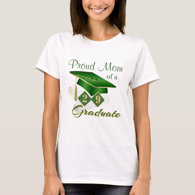 Proud Mum  Green Gold Graduation T-Shirt (Front)