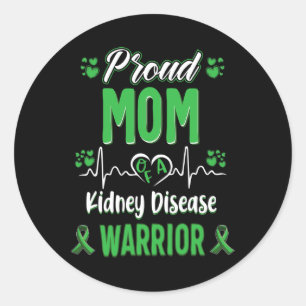 Proud Mum Kidney Disease Warrior Awareness Ribbon Classic Round Sticker