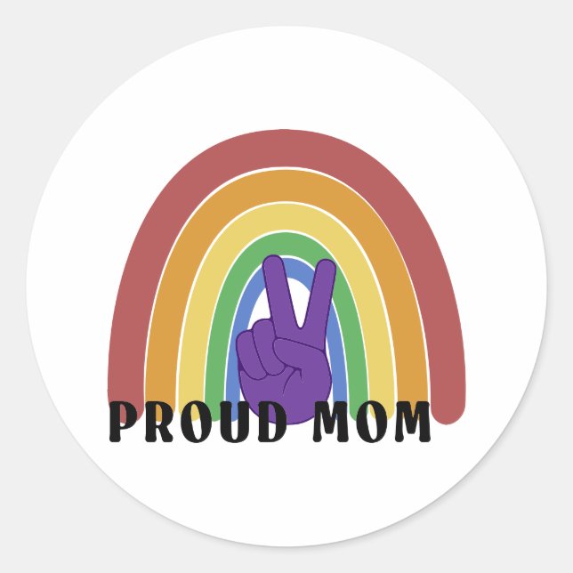 Proud Mum LGBTQ pride rainbow Classic Round Sticker (Front)