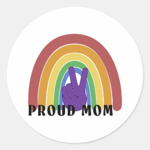 Proud Mum LGBTQ pride rainbow Classic Round Sticker