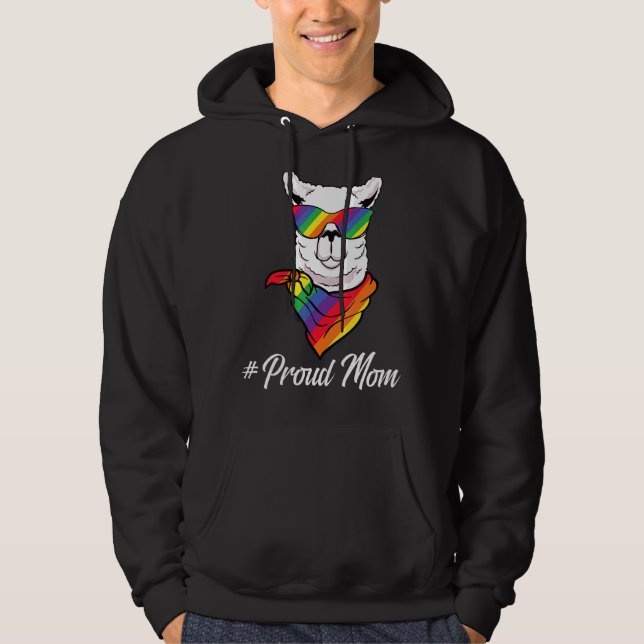 Proud Mum Momma Llama Alpaca Pride Lgbt Rainbow Tr Hoodie (Front)