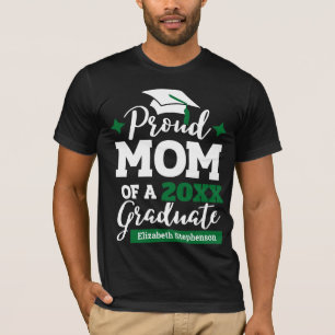 Proud Mum of 2023 graduate black green cap tassel T-Shirt
