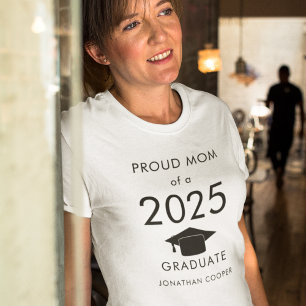 Proud Mum of 2024 Graduate Cap Black Text T-Shirt
