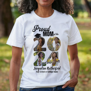 Proud Mum of 2024 Graduate Custom Photo Collage T-Shirt