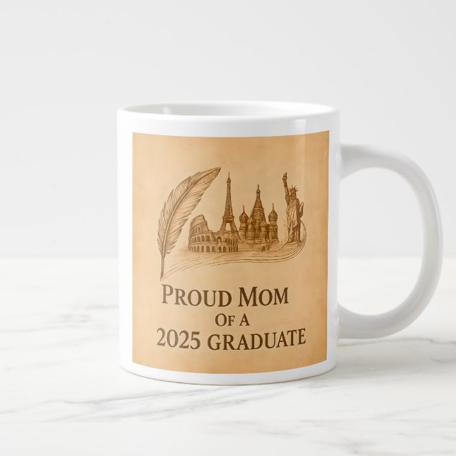 Proud Mum of 2025 History Grad – Landmark Art Large Coffee Mug (Right)