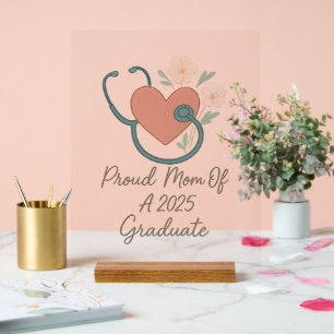 Proud Mum of 2025 Nurse Grad – Floral Heart Design Acrylic Sign