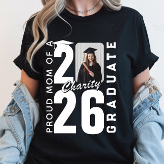 Proud Mum Of 2026 Graduate Custom Photo Graduation T-Shirt