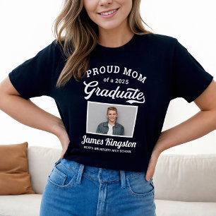 Proud Mum of a 2025 Graduate Black Custom Photo T-Shirt