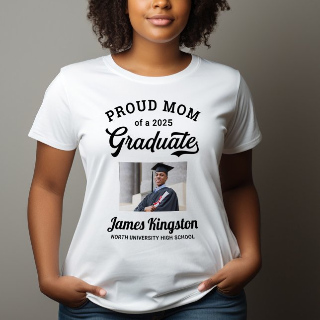 Proud Mum of a 2025 Graduate White Custom Photo T-Shirt (Creator Uploaded)